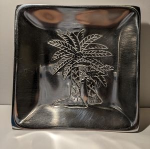 Palmetto Tree Tray Made of silver Metal Made in India